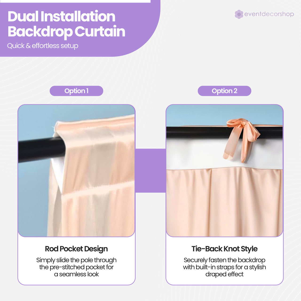 100GSM Ice Silk Photography Backdrop (No Swag) - Rose Gold