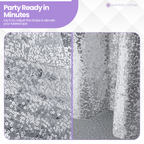 Sequin Rectangle Sparkly Tablecloth - Silver