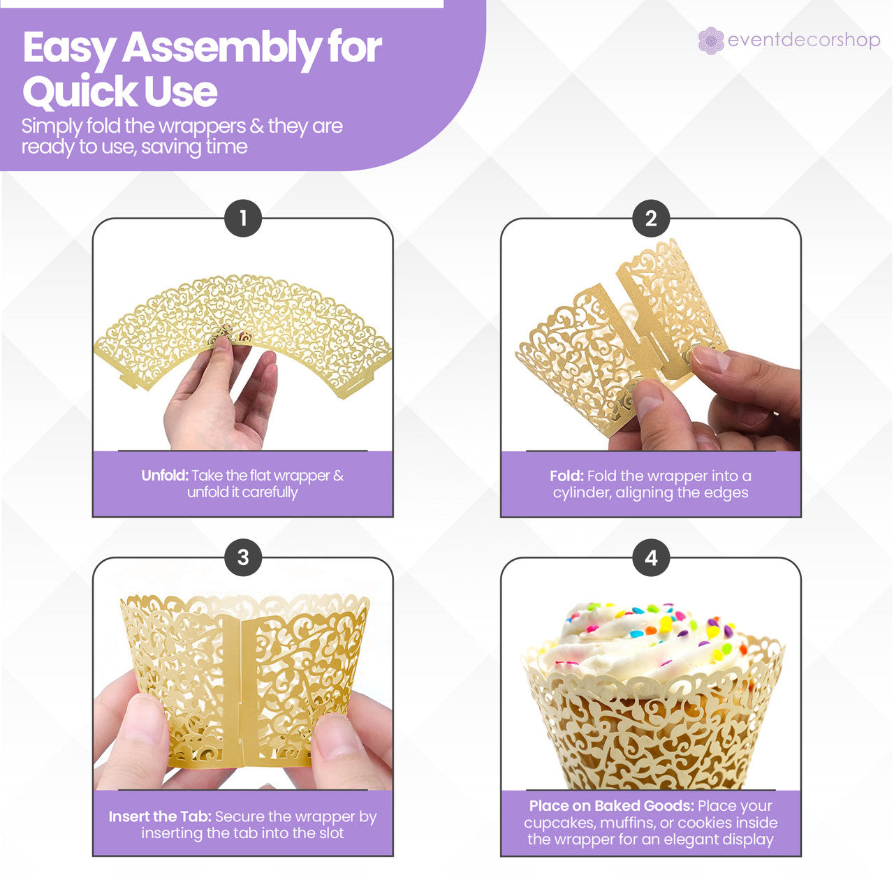 25x Laser Cut Cupcake Wrappers - Beige
