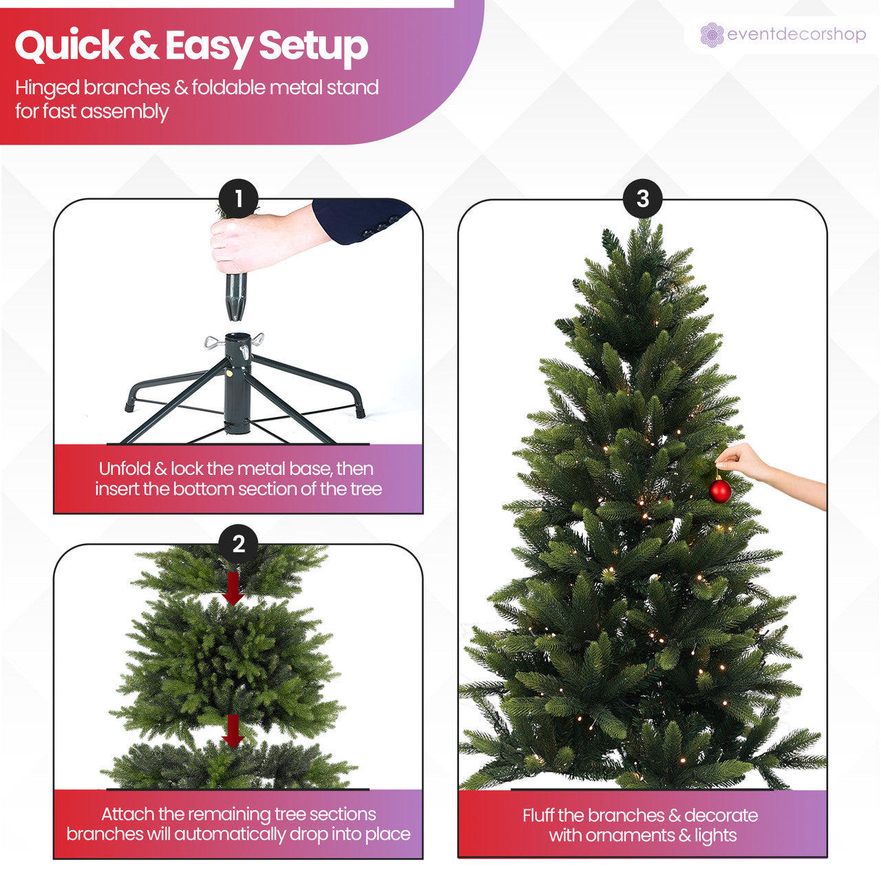 Nordic Christmas Tree with Warm White Lights - 4ft/5ft/6ft