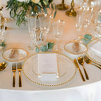 Round Charger Plate - Clear with Gold Beads x 6