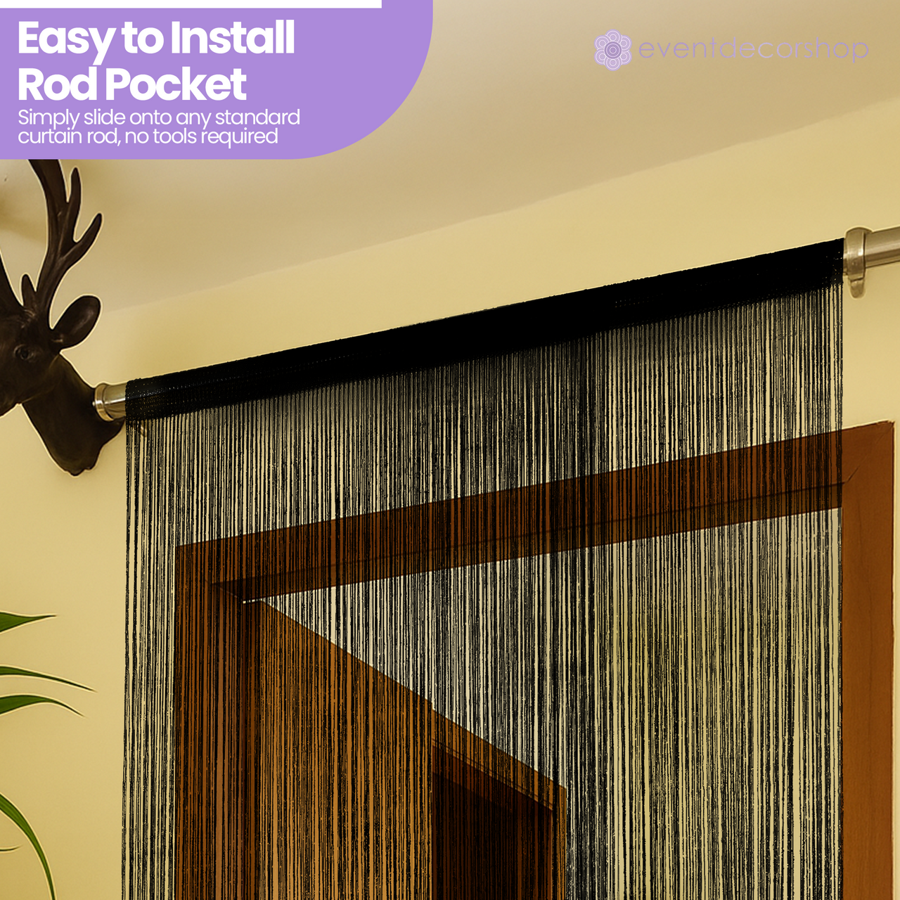 String Curtain Panel - Black