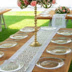 13" Acrylic Charger Plate - Clear With Silver Beads
