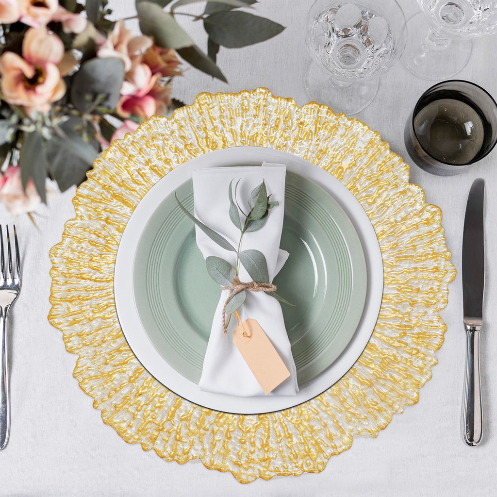 13" Round Charger Plate - Crackled Gold