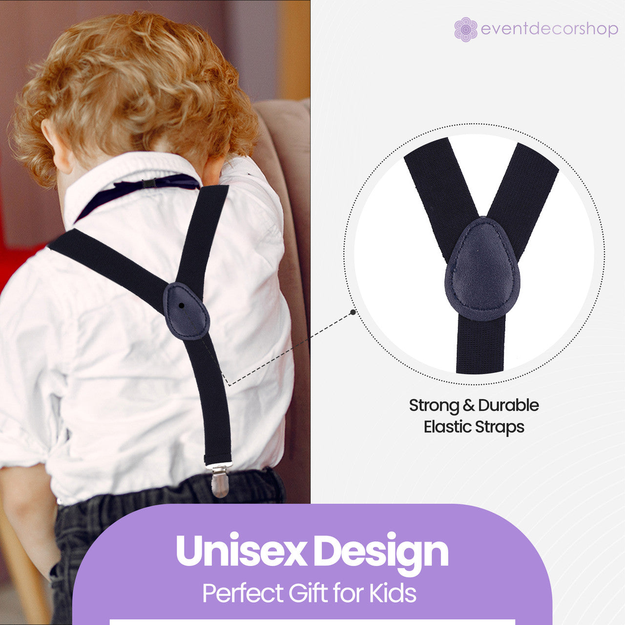 Kids Braces with Bow Tie - 25mm - Navy