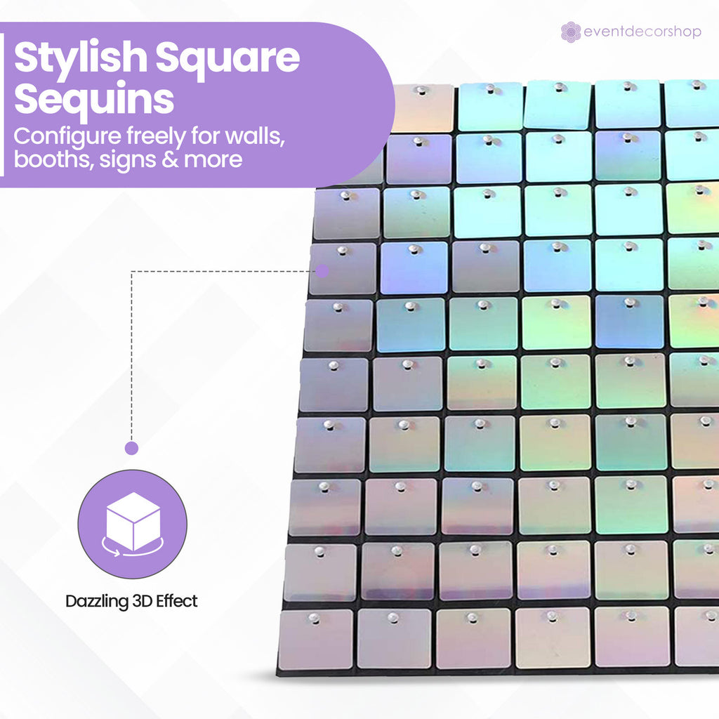Square Sequin Wall Backdrop Panels - Rainbow