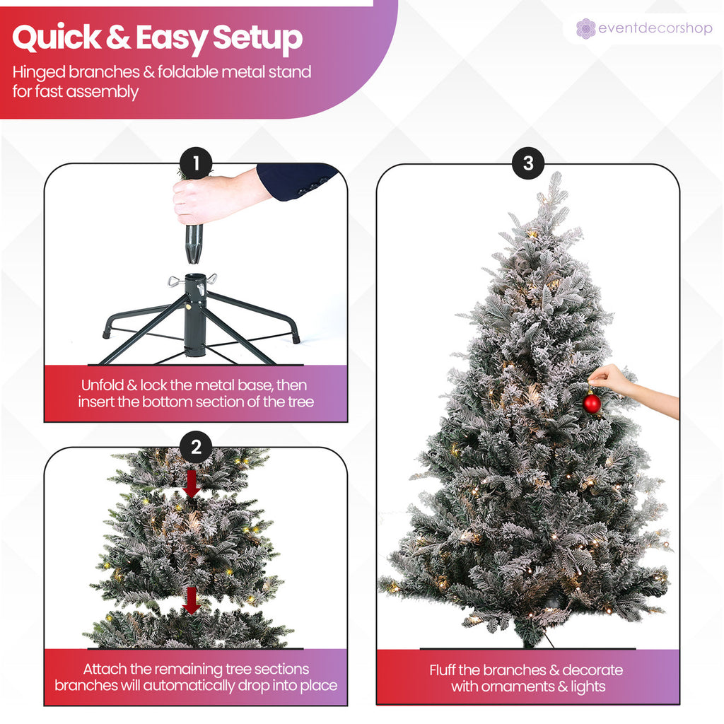 Aspen Frost Christmas Tree with Warm White Lights - 4ft/5ft/6ft