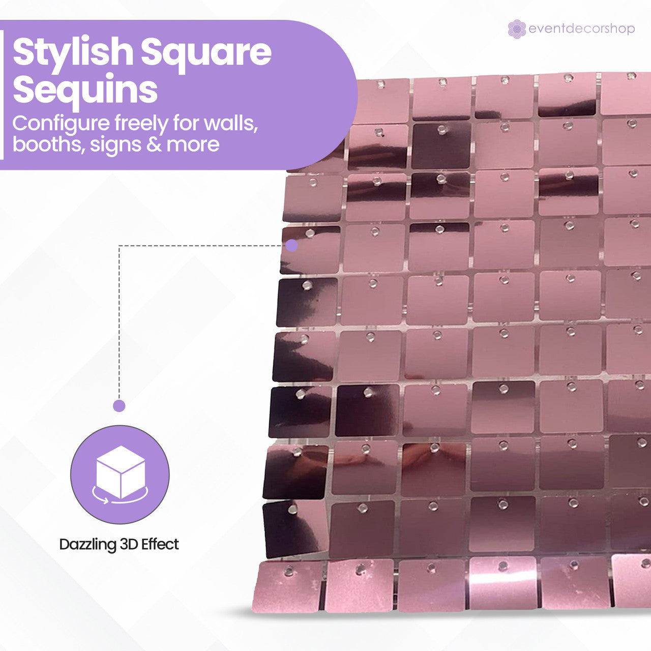 Square Sequin Wall Backdrop Panels - Pink