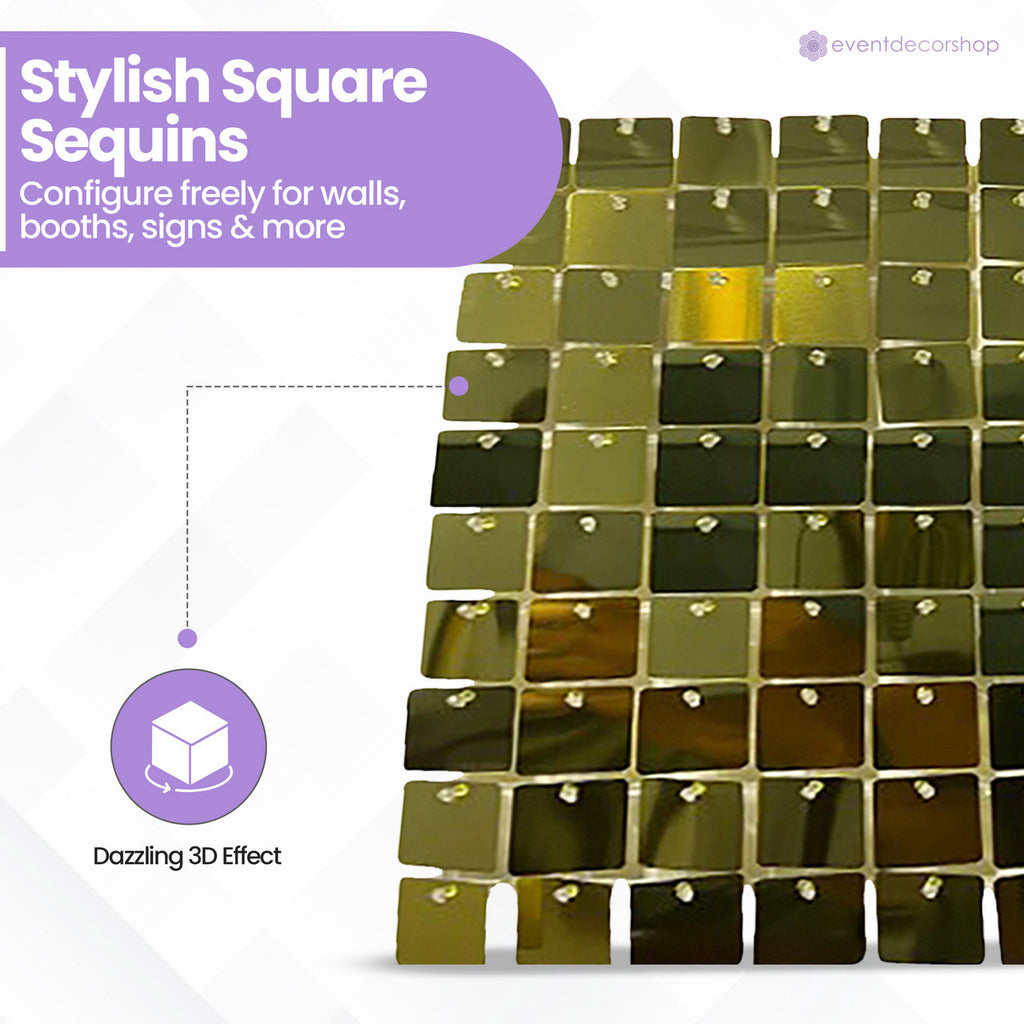 30x30cm Sequin Wall Panel - Gold
