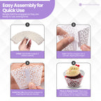 25x Laser Cut Cupcake Wrappers - White