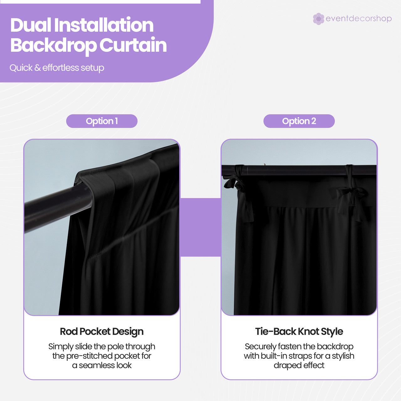 100GSM Ice Silk Photography Backdrop (No Swag) - Black