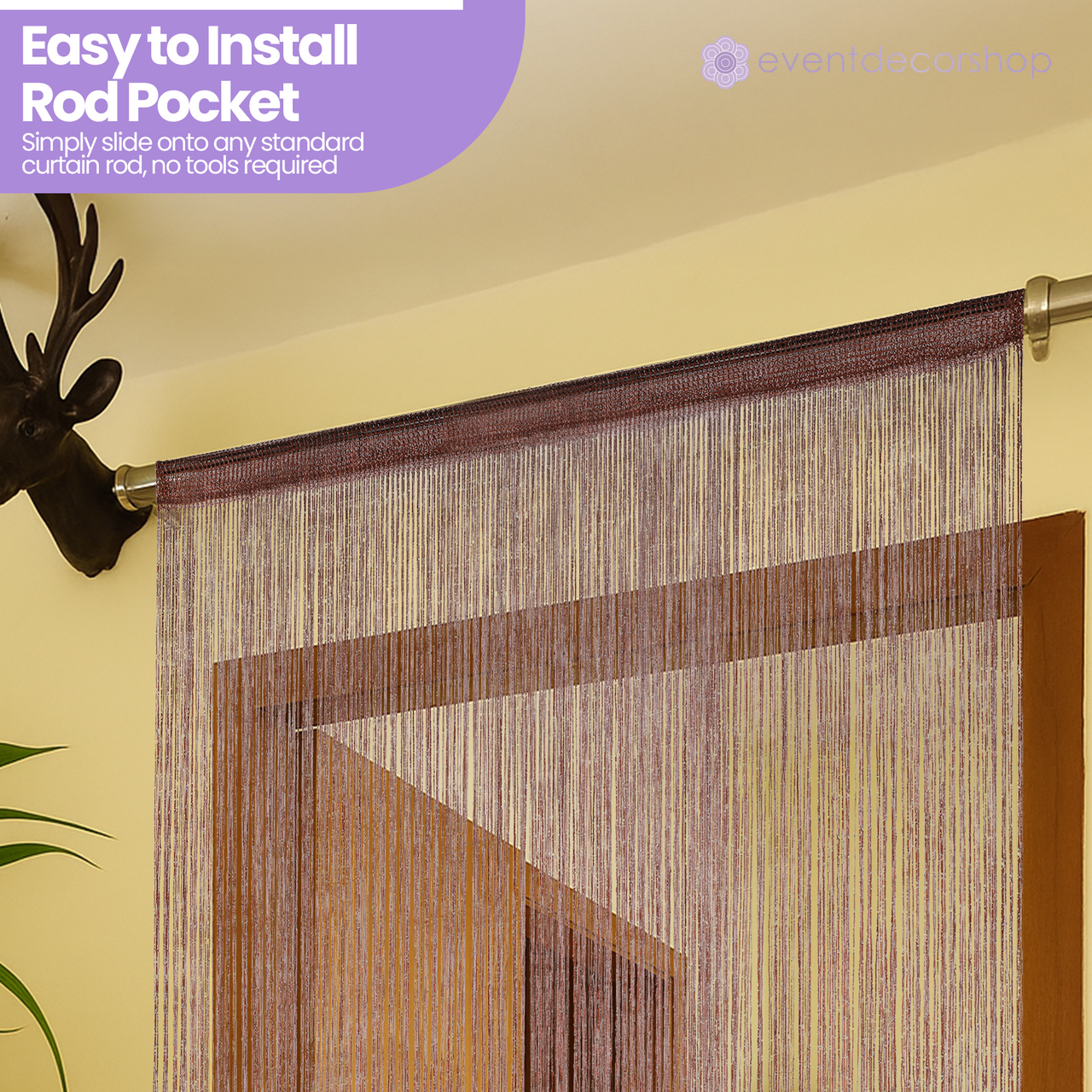 String Curtain Panel - Dark Burgundy