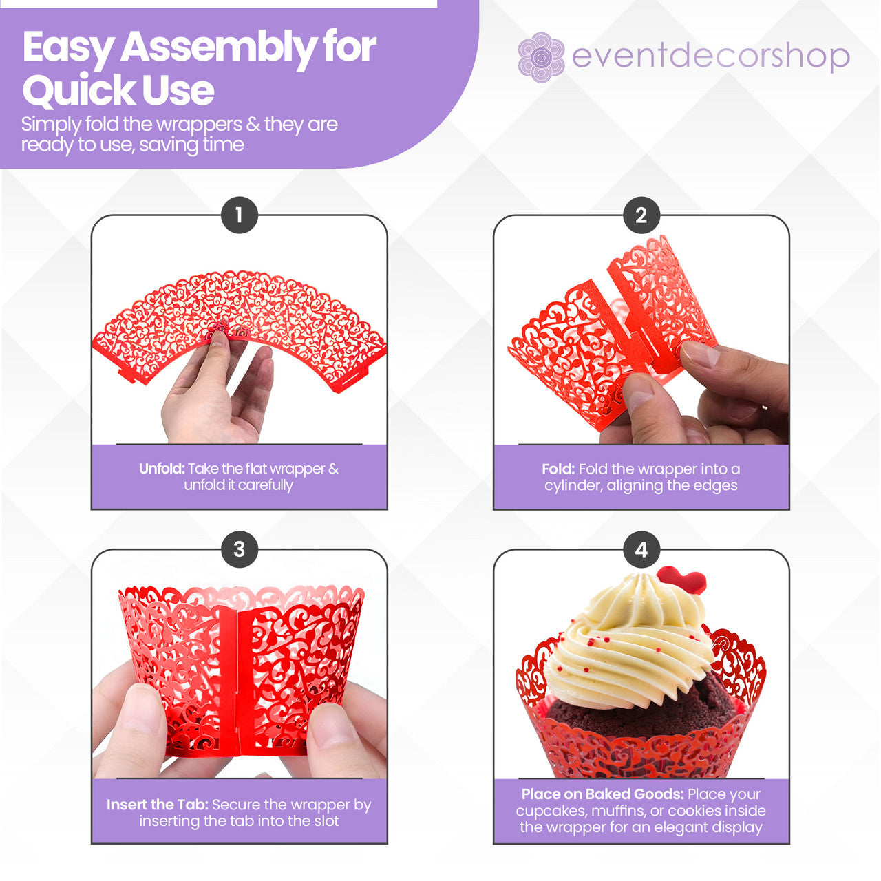 25x Laser Cut Cupcake Wrappers - Orange
