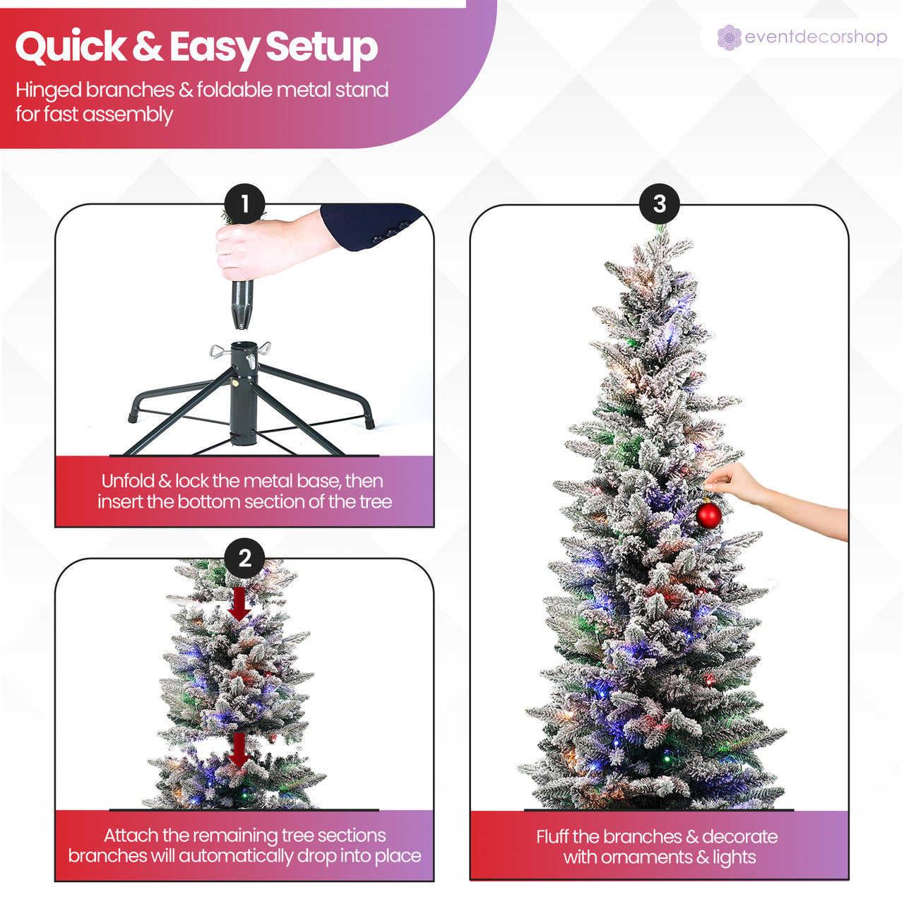 Frosted Whisper Slim Christmas Tree with Warm White Lights - 4ft/5ft/6ft