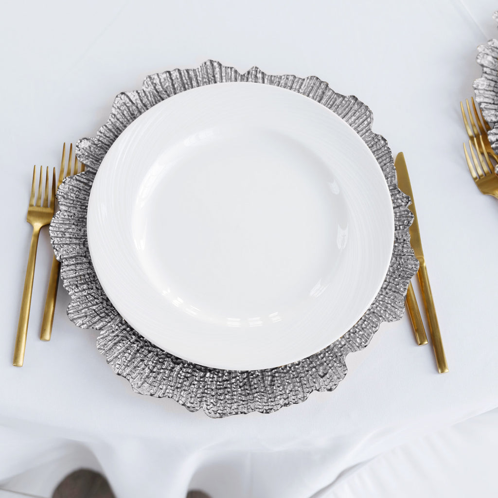Round Charger Plate - Vintage Silver x 6