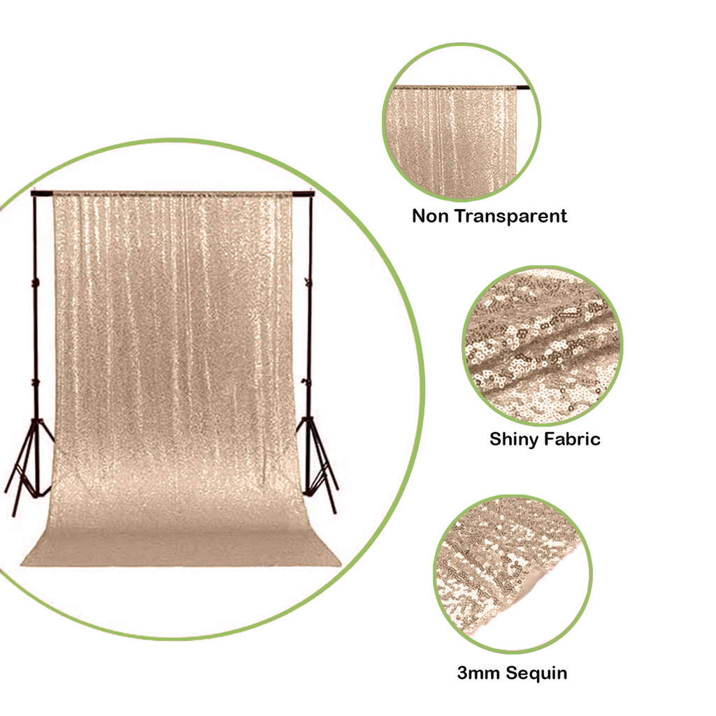 4ft x 7ft Sequin Photography Backdrop - Rose Gold
