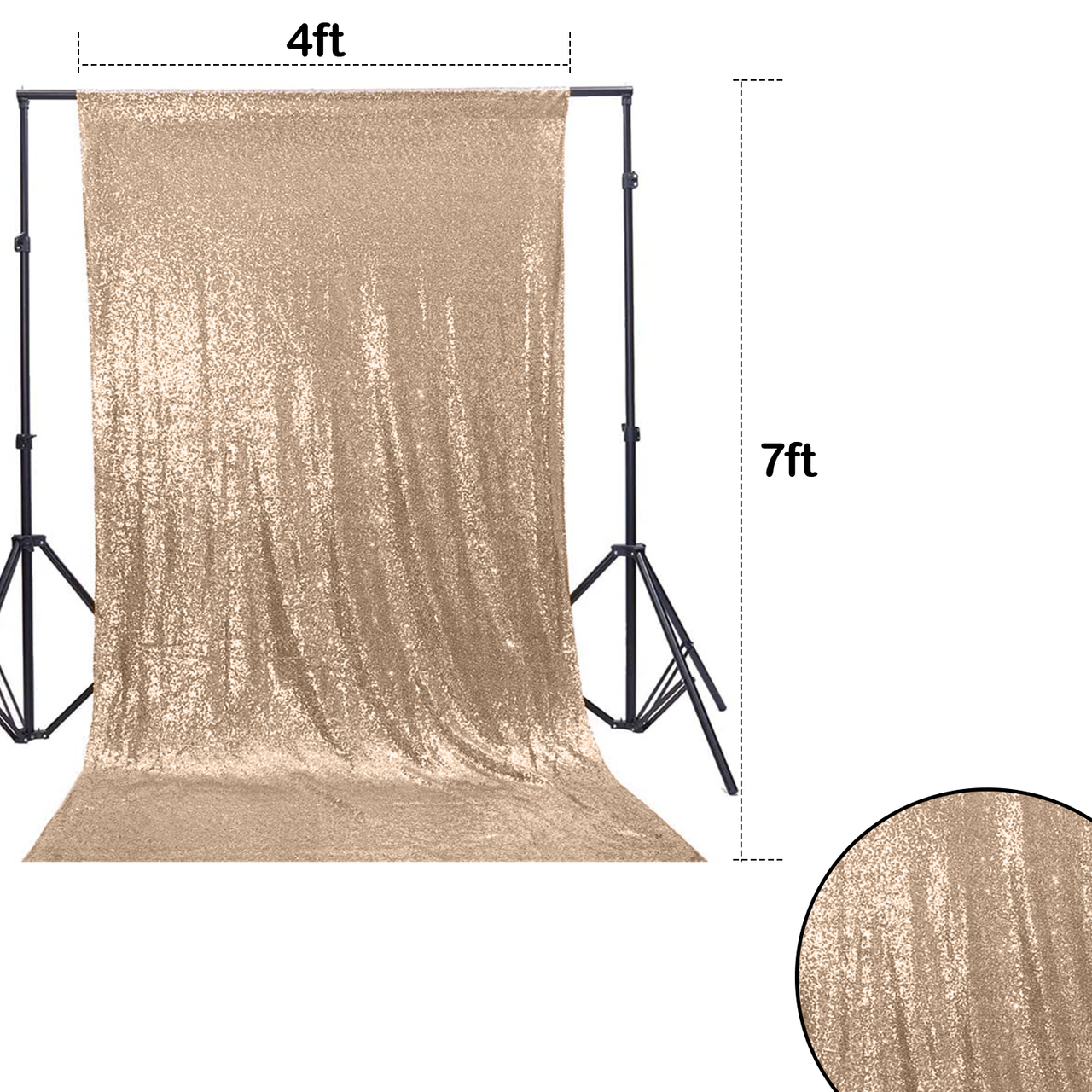 4ft x 7ft Sequin Photography Backdrop - Rose Gold