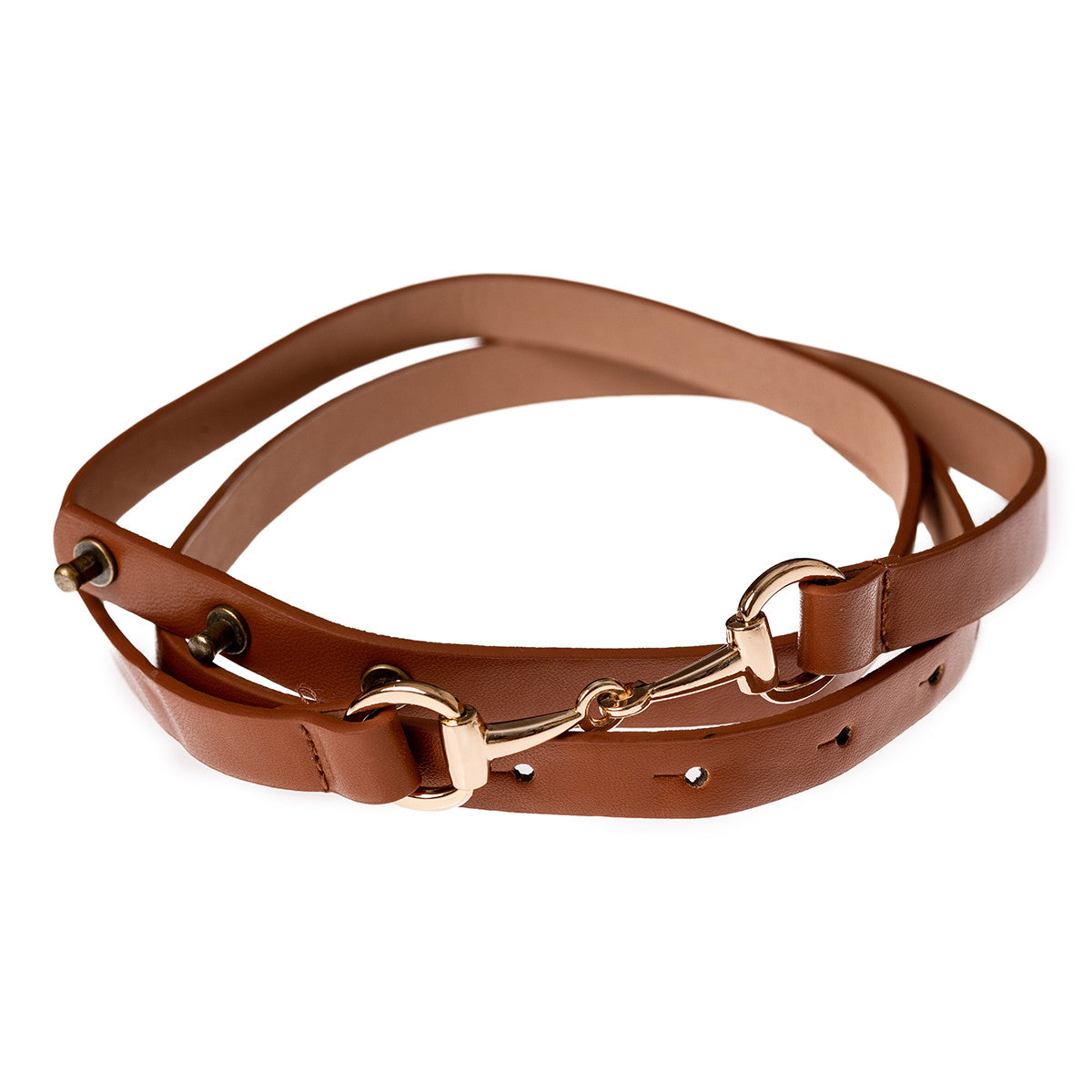 Skinny PVC Belt - Tan with Gold Hook