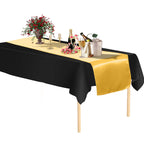 Plastic Table Cloth And Gold Satin Runner Set - 2Pcs
