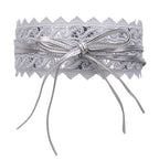 4"/10cm x 250cm Wide Waist Crochet Floral Lace Belt - Silver