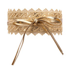 4"/10cm x 250cm Wide Waist Crochet Floral Lace Belt - Gold