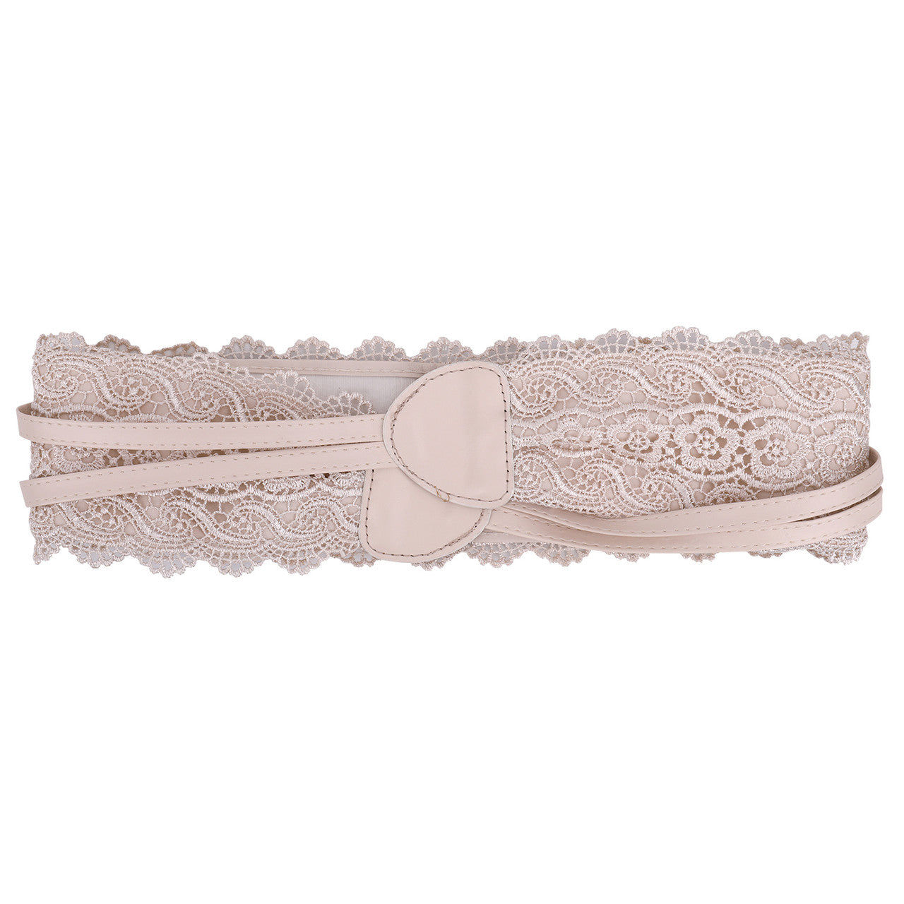 4"/10cm x 250cm Wide Waist Crochet Floral Lace Belt - Ivory