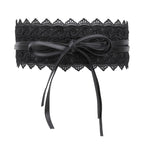 4"/10cm x 250cm Wide Waist Crochet Floral Lace Belt - Black