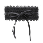 4"/10cm x 250cm Wide Waist Crochet Floral Lace Belt - Black