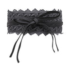 4"/10cm x 250cm Wide Waist Crochet Floral Lace Belt - Grey