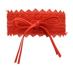 4"/10cm x 250cm Wide Waist Crochet Floral Lace Belt - Coral