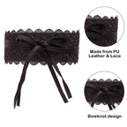 4"/10cm x 250cm Wide Waist Crochet Floral Lace Belt - Coffee