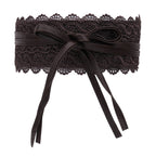4"/10cm x 250cm Wide Waist Crochet Floral Lace Belt - Coffee