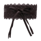 4"/10cm x 250cm Wide Waist Crochet Floral Lace Belt - Coffee