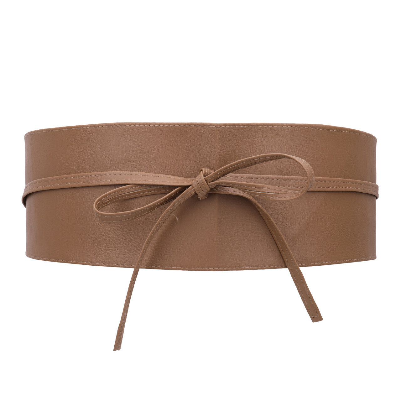 9.5cm x 250cm Wide Waist Crochet Cinch Soft PU Belt - Brown