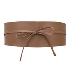 9.5cm x 250cm Wide Waist Crochet Cinch Soft PU Belt - Brown