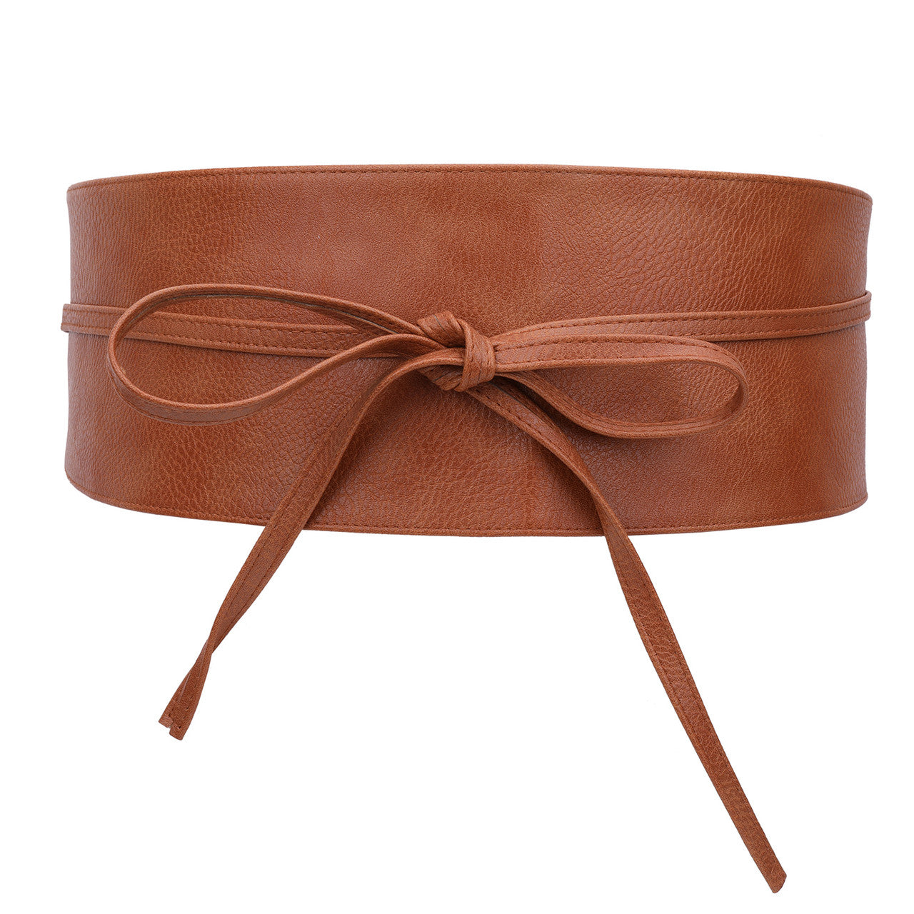 9.5cm x 250cm Wide Waist Crochet Cinch Soft PU Belt - Tan