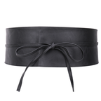 9.5cm x 250cm Wide Waist Crochet Cinch Soft PU Belt - Black
