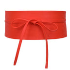 9.5cm x 250cm Wide Waist Crochet Cinch Soft PU Belt - Coral