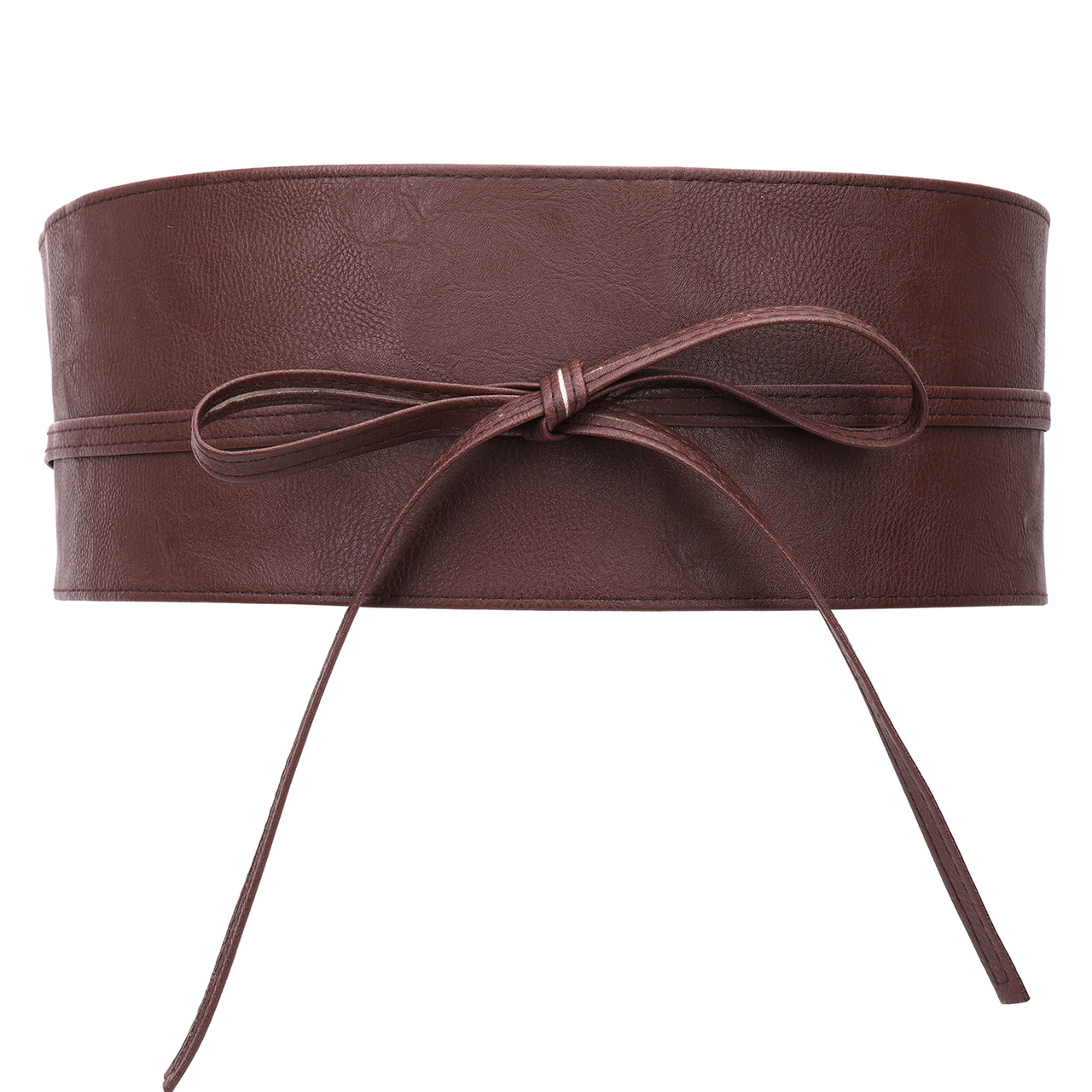 9.5cm x 250cm Wide Waist Crochet Cinch Soft PU Belt - Coffee