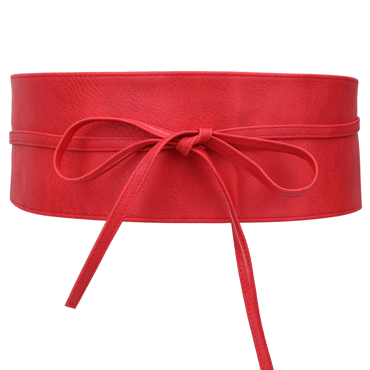 9.5cm x 250cm Wide Waist Crochet Cinch Soft PU Belt - Red
