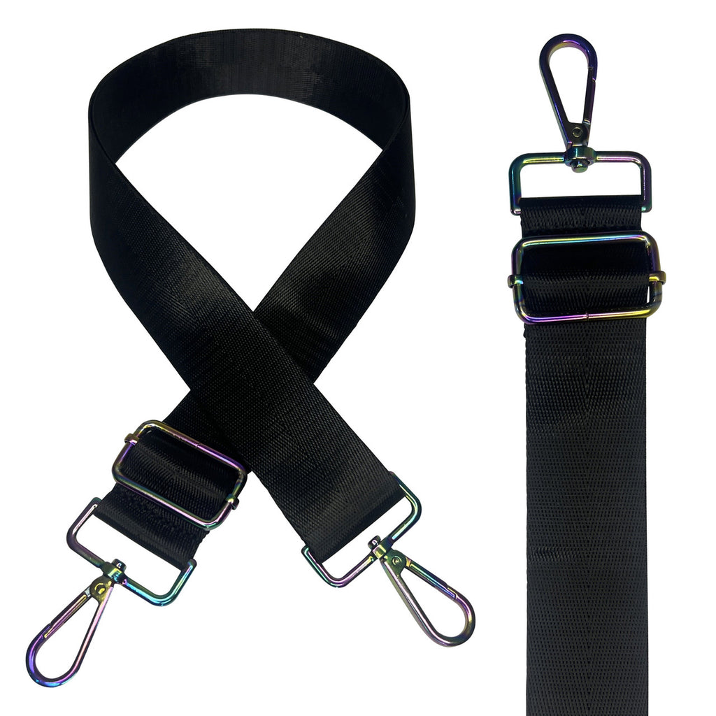 Crossbody Shoulder Strap with Rainbow Swivel Hooks & Slider Buckle