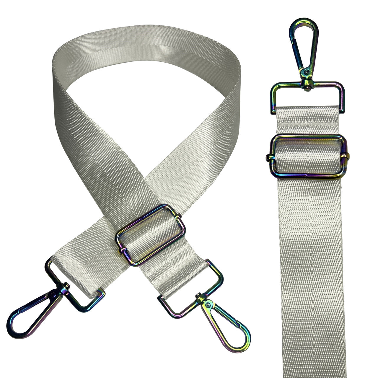 Crossbody Shoulder Strap with Rainbow Swivel Hooks & Slider Buckle