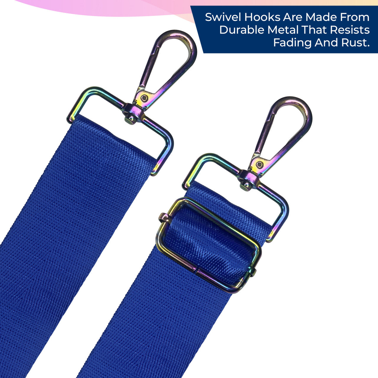 Crossbody Shoulder Strap with Rainbow Swivel Hooks & Slider Buckle