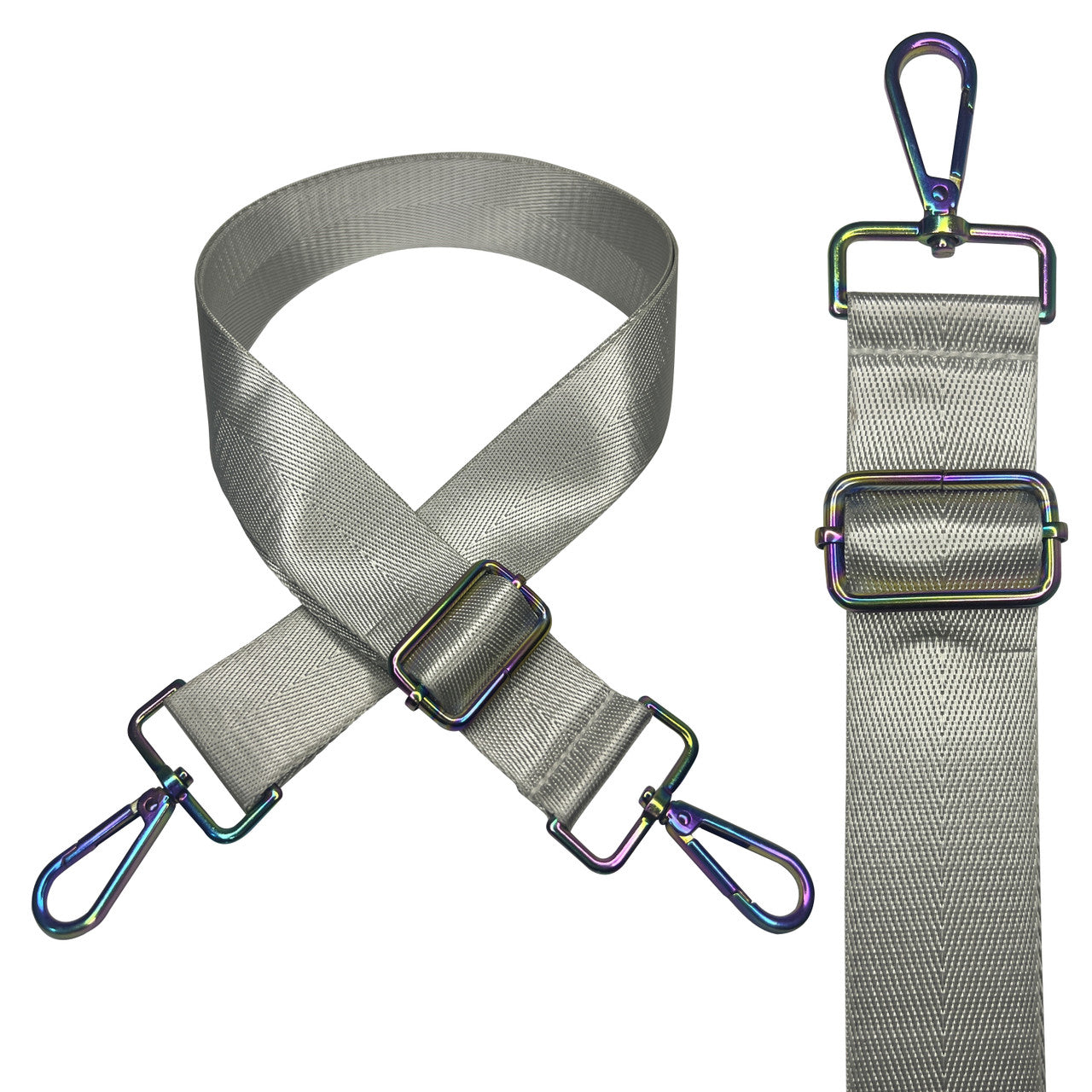 Crossbody Shoulder Strap with Rainbow Swivel Hooks & Slider Buckle