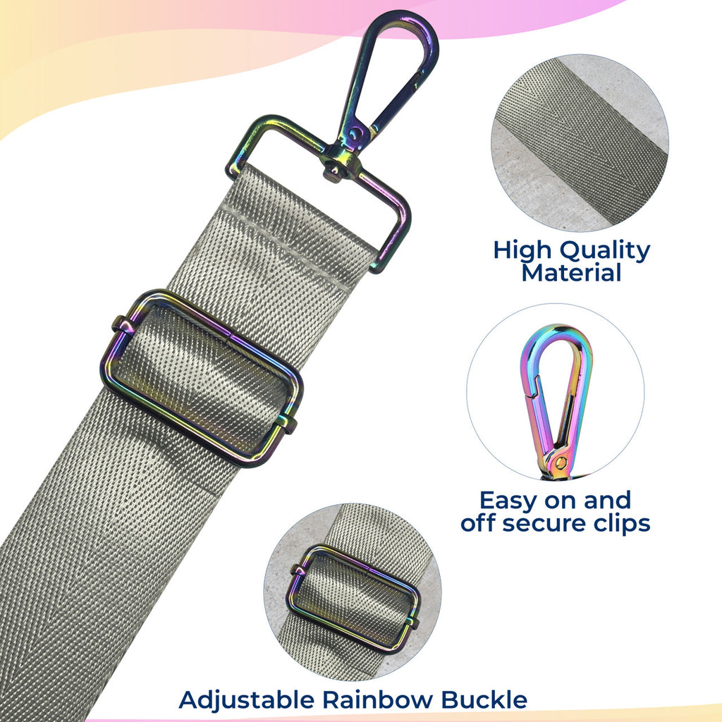 Crossbody Shoulder Strap with Rainbow Swivel Hooks & Slider Buckle