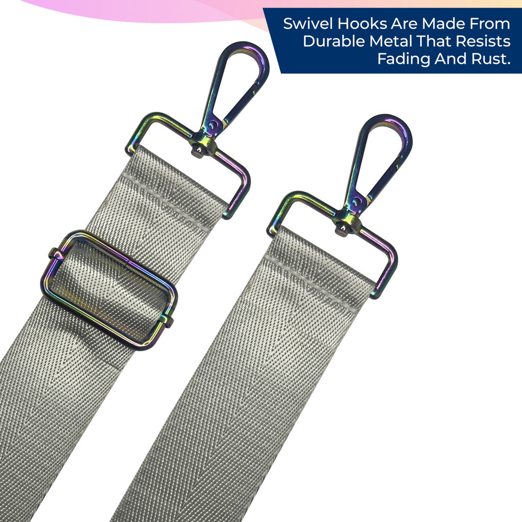 Crossbody Shoulder Strap with Rainbow Swivel Hooks & Slider Buckle