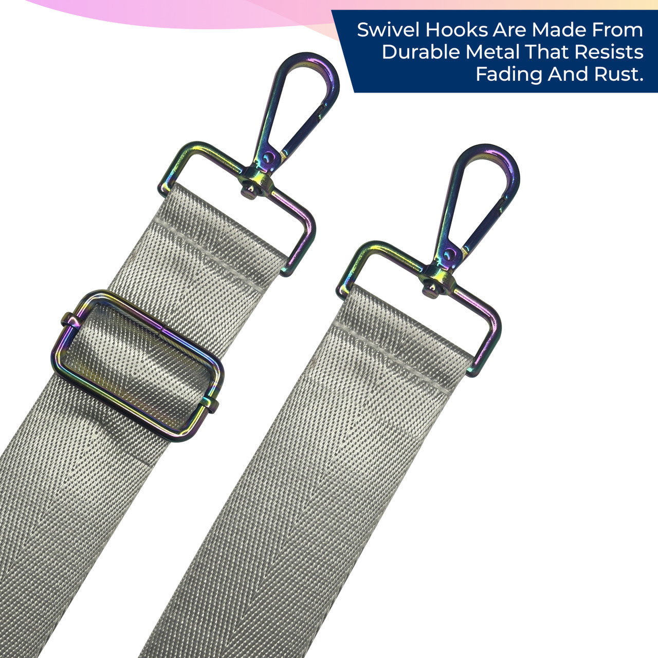 Crossbody Shoulder Strap with Rainbow Swivel Hooks & Slider Buckle