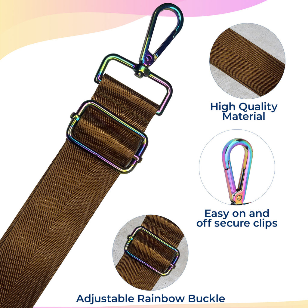 Crossbody Shoulder Strap with Rainbow Swivel Hooks & Slider Buckle