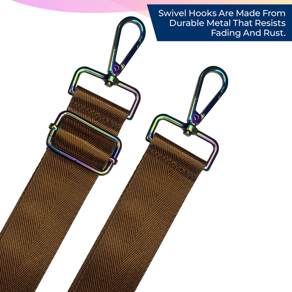 Crossbody Shoulder Strap with Rainbow Swivel Hooks & Slider Buckle