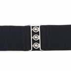 Elasticated Hooks Belt (Silver Buckle) - Black